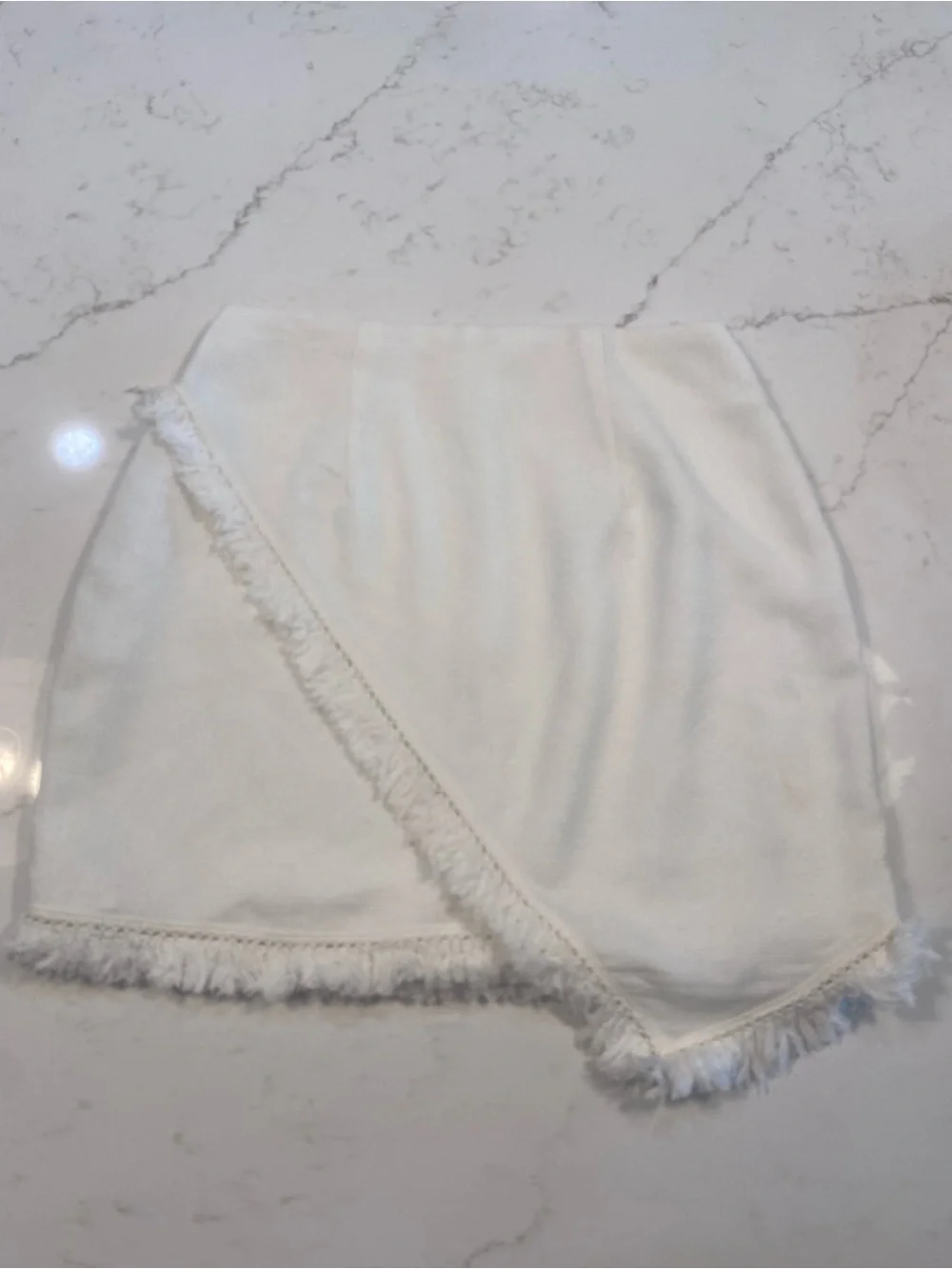 White Fringe Wrap Mini Skirt